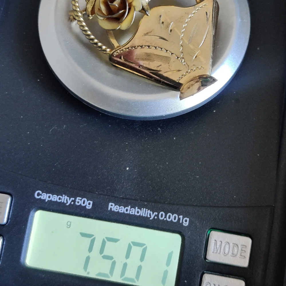 Vintage Bond Boyd Gold over Sterling Silver Flower Vase Pin - Picture 12 of 13